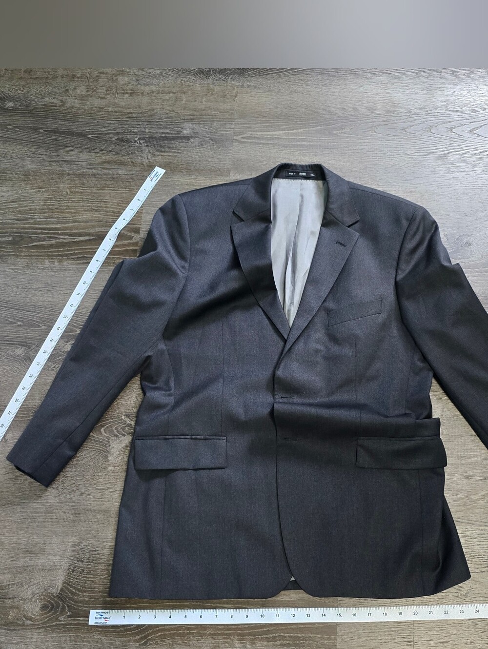 Hugo Boss Men's Charcoal Gray Single-Breasted Suit Jacket